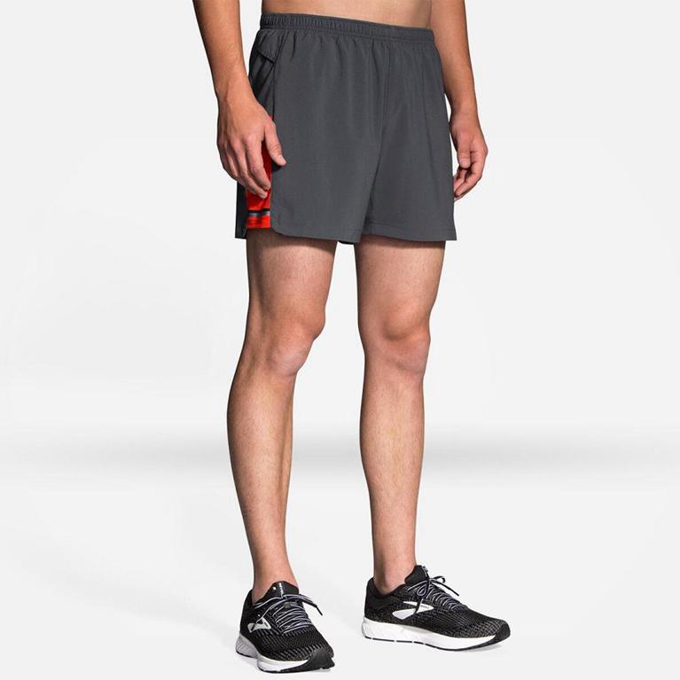 Brooks Sherpa 5 Running Shorts - Men's - Grey (82196-VJCT)